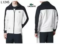 hiver automne lacoste 2019U sport wear survetement hommes l1245 blanc noir